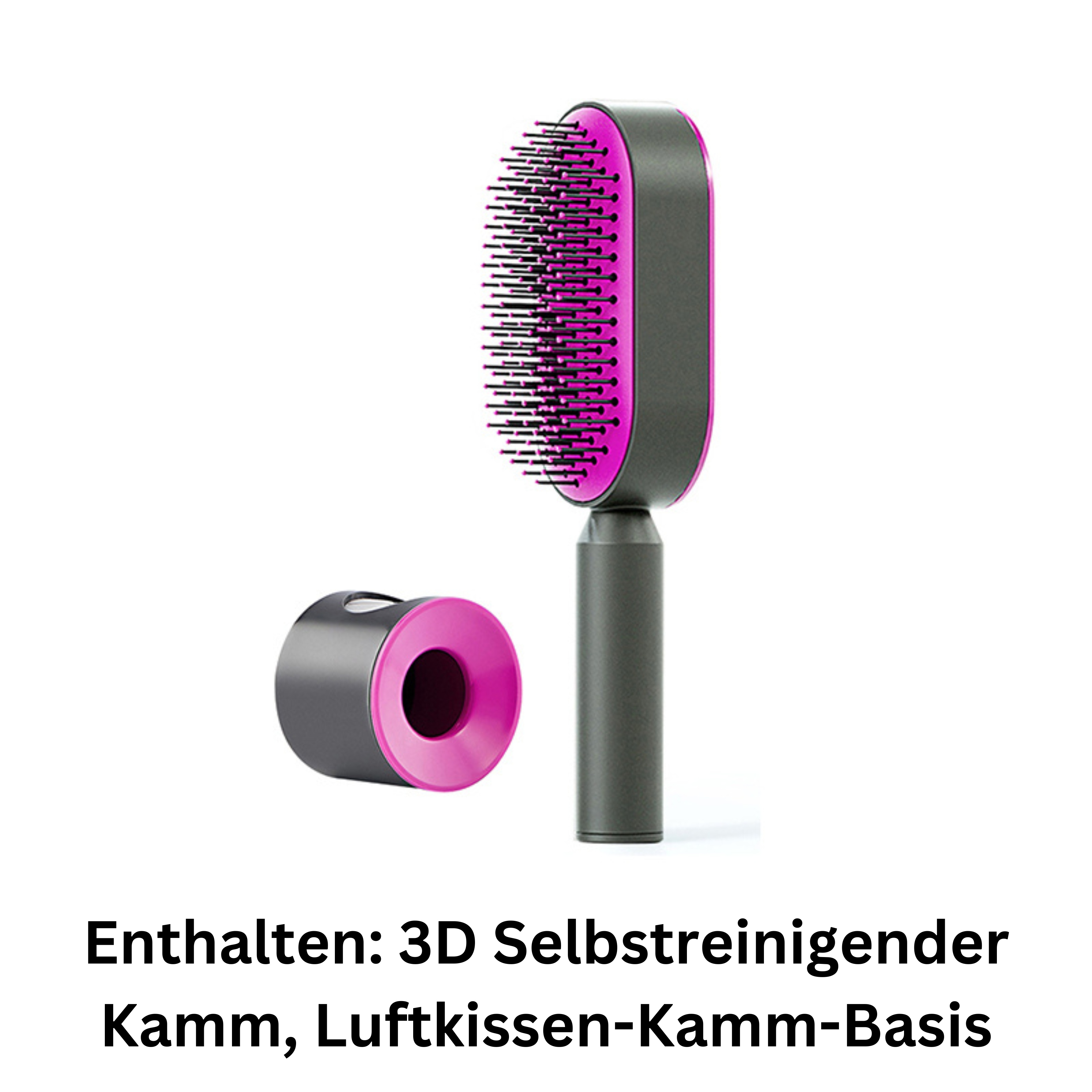 Selbstreinigende Haarbürste für Frauen mit Ein-Knopf-Reinigung, Luftkissenmassage gegen Haarausfall, Anti-Static-Haarbürste.