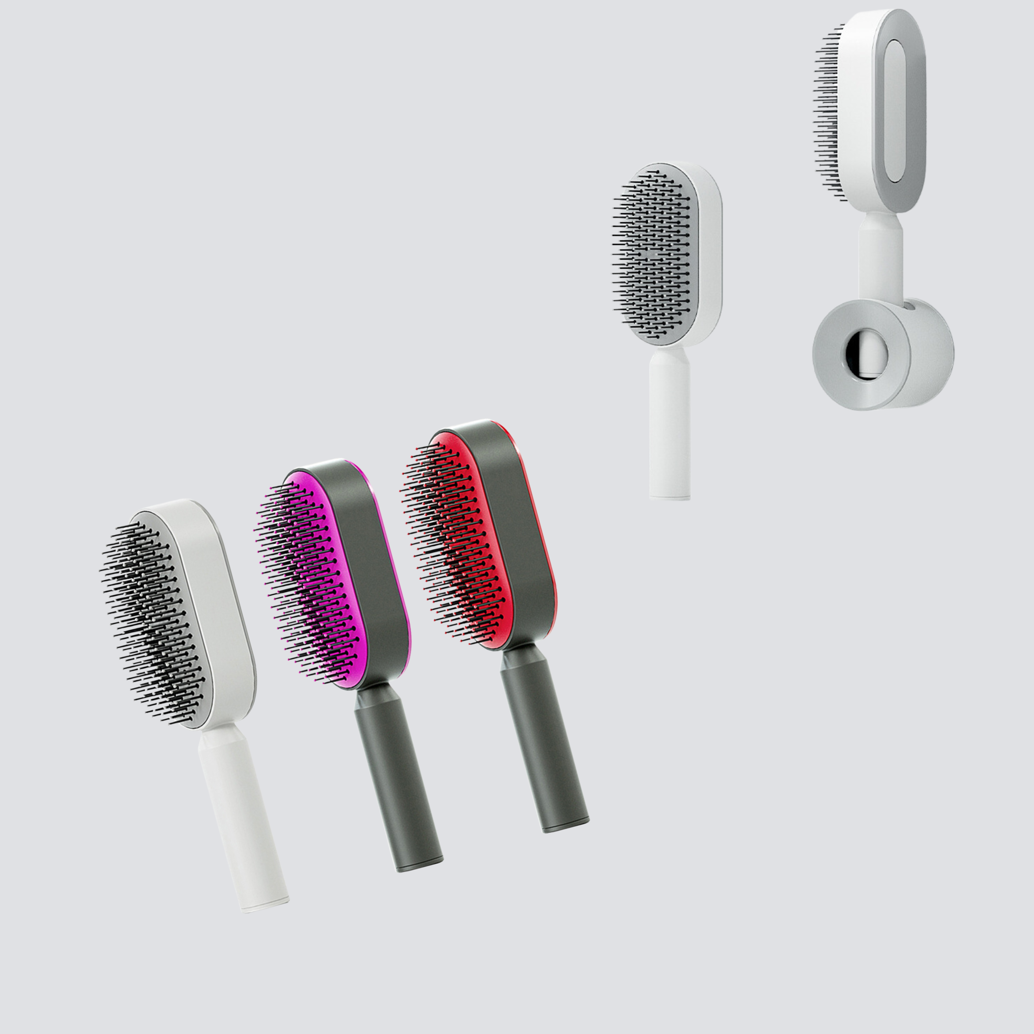 Selbstreinigende Haarbürste für Frauen mit Ein-Knopf-Reinigung, Luftkissenmassage gegen Haarausfall, Anti-Static-Haarbürste.