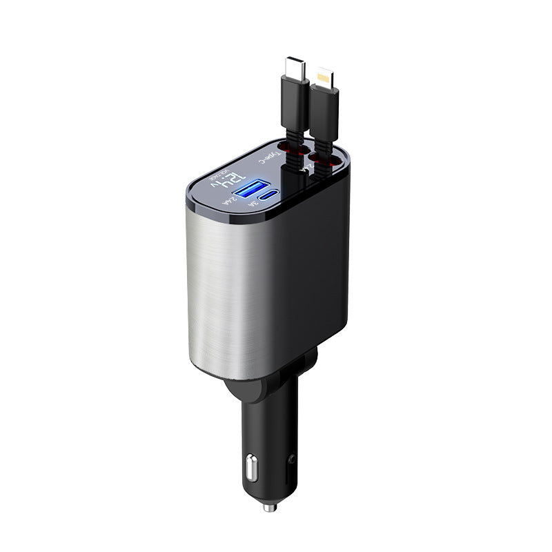 180°-Auto-Ladegerät 100W Super-Schnellladung Zigarettenanzünder USB und TYPE-C Adapter